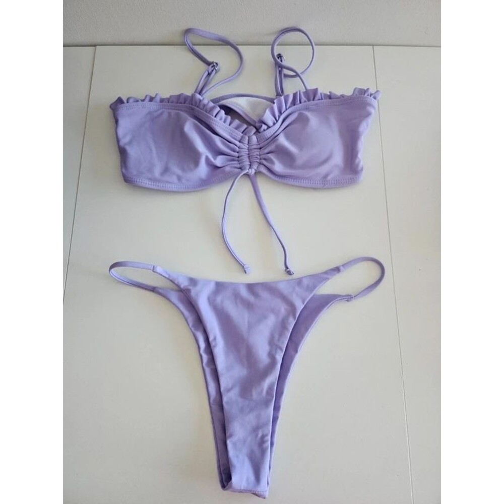 NEW Lilac Lavendar Swimwear set Bikini Top and Bottom Size Medium